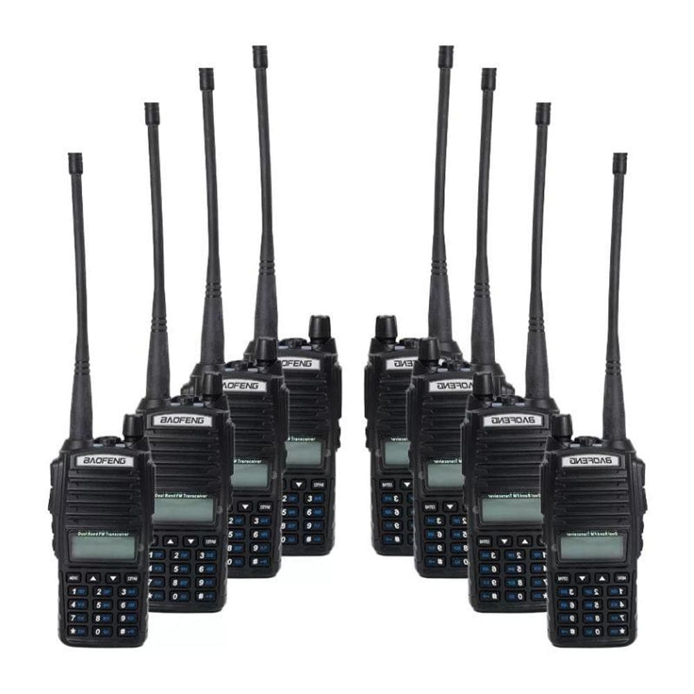 Kit 8 Radios Baofeng Uv 82 Plus Walkie Talkie Vhf Uhf Ip68