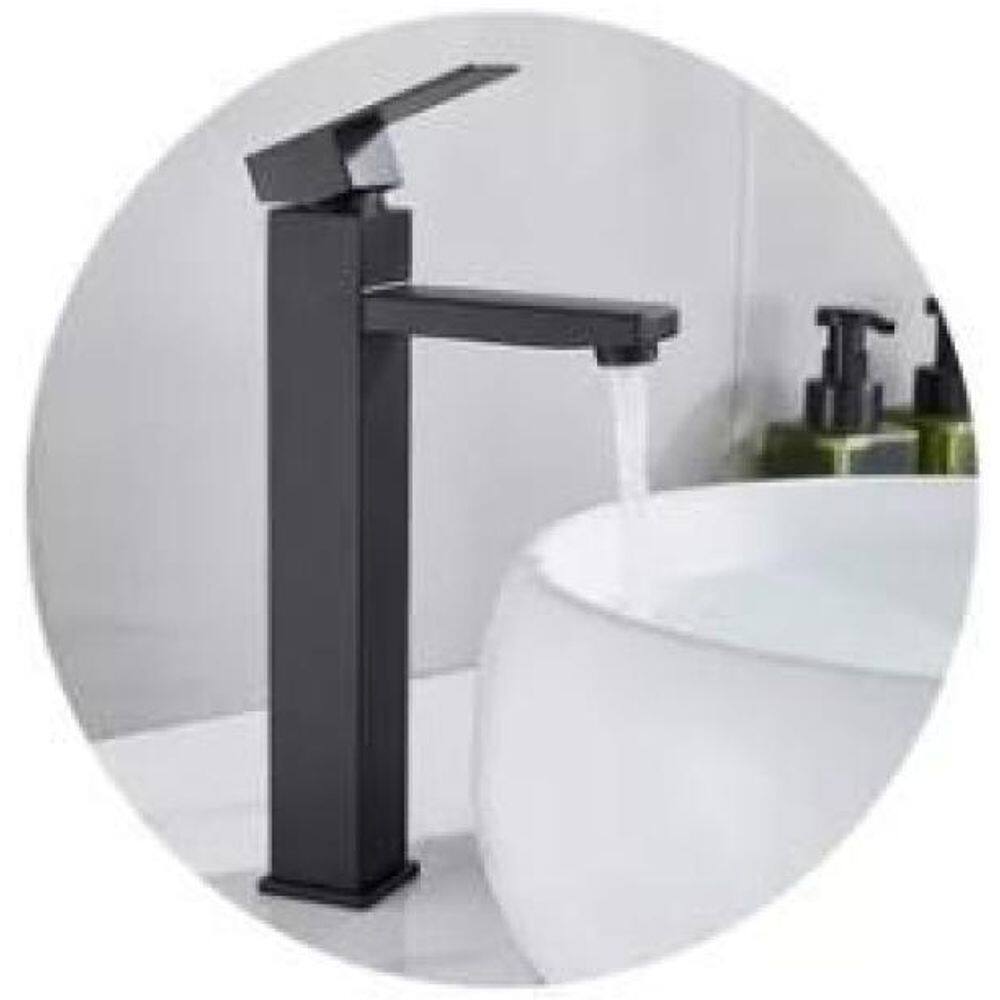 Torneira Banheiro Lavabo Luxo Monocomando Alta Metal Preta
