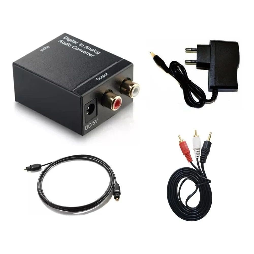 2X Kit Conversor De Audio Optico Digital Para Rca Home E Som