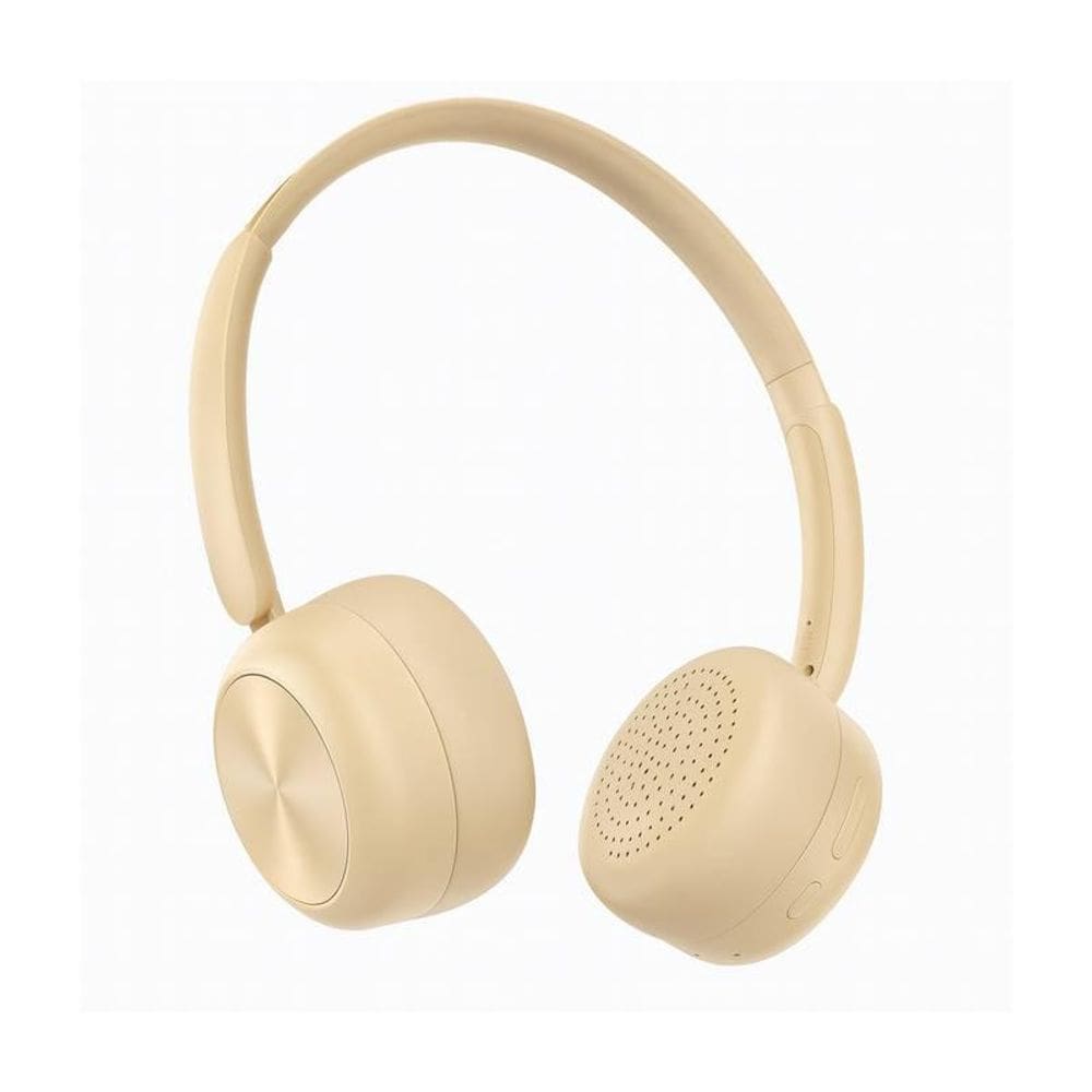 Fone De Ouvido Bege Bluetooth Headphone Onear Recarregável