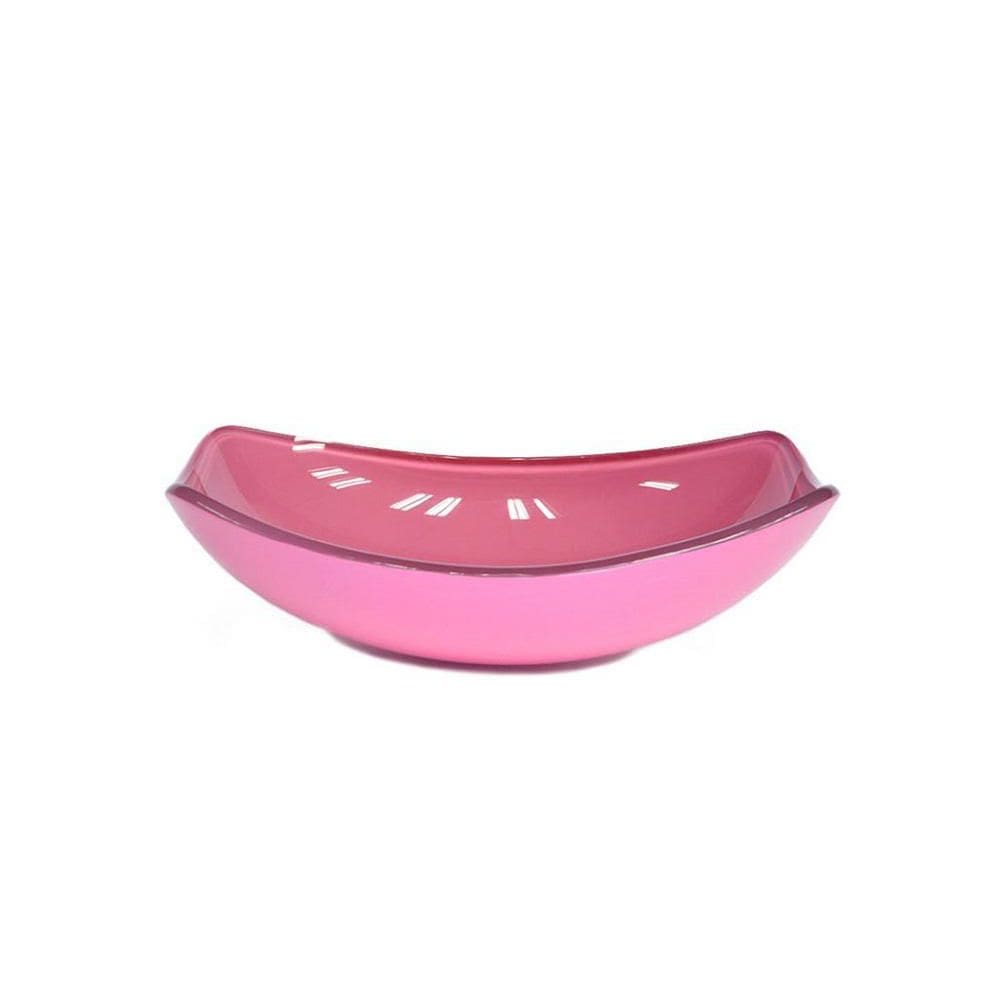 Cuba De Vidro Oval Chanfrada 46Cm Rosa