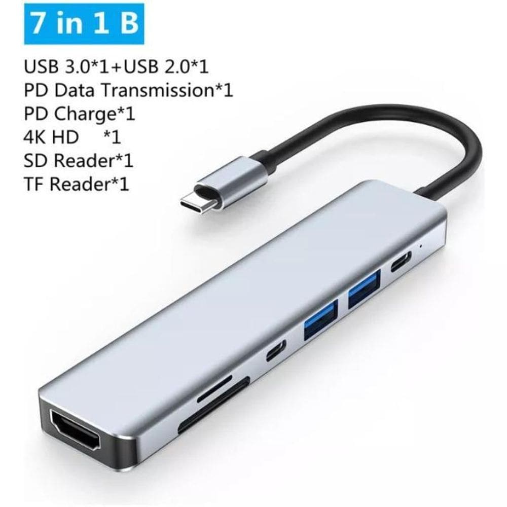 Adaptador Usb Tipo C Hdmi 4K 60Hz Hub Multi Entradas Pro 7