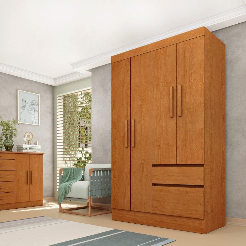 Roupeiro Oregon 4 Portas E 2 Gavetas Tcil Cinamomo