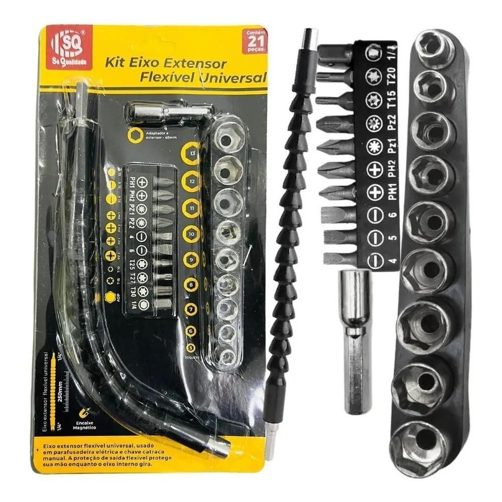 2X Kit Para Furadeira E Parafusadeira 21 Peças Chaves Univer