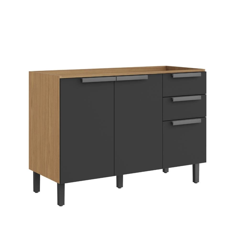 Balcão Itatiaia 3Portas 2Gavetas Grafite New Porto SEM TAMPO