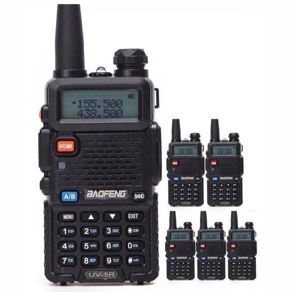 Kit 6 Rádio Comunicador Uhf/Vhf Walkie Talkie Baofeng Uv-5R