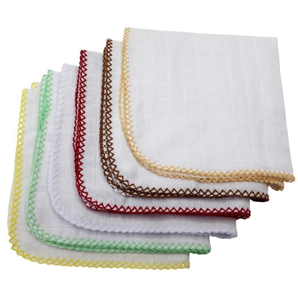 Conjunto 7 Fraldinhas 33X33Cm Com Crochê - Neutro