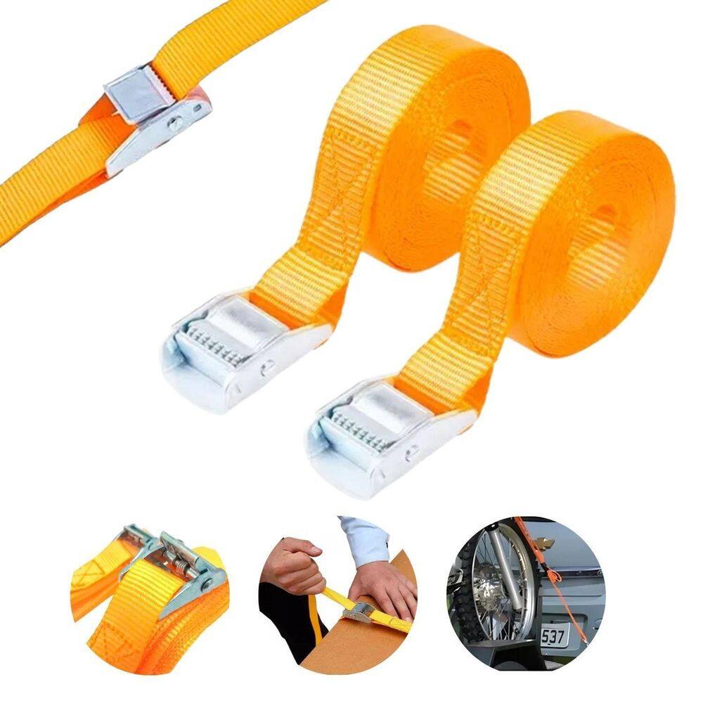 Kit Com 2 Cintas De Amarração Com Catraca Fixação De Cargas