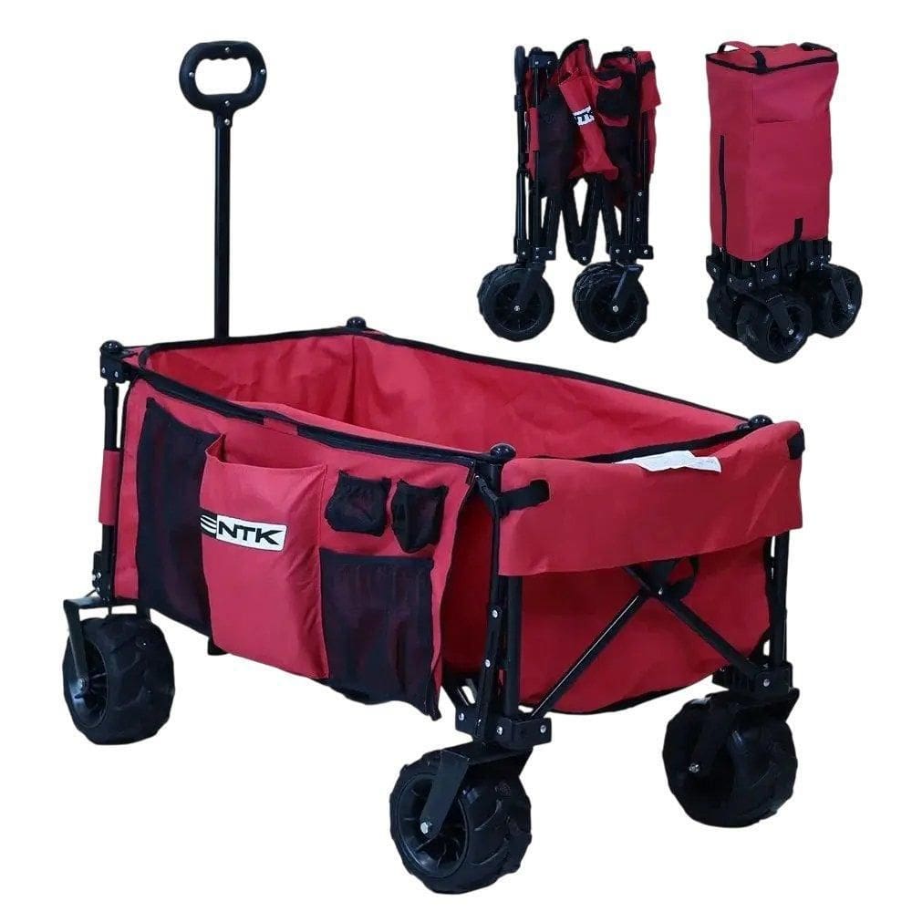 Carrinho De Carga De Camping Dobrável Multiuso 80Kg Vermelha