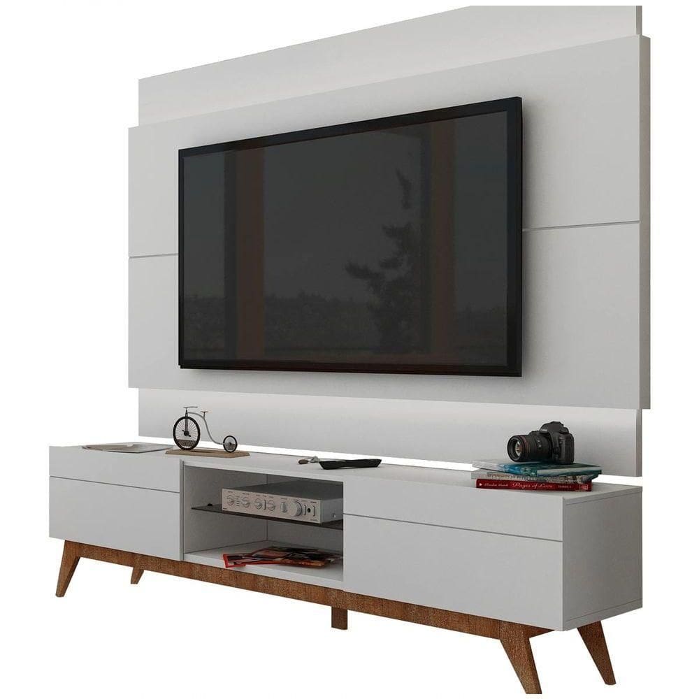 Rack Com Painel Para Tv 60 Polegadas Branco Classic 2g 2.2 Com Led - Imcal Móveis