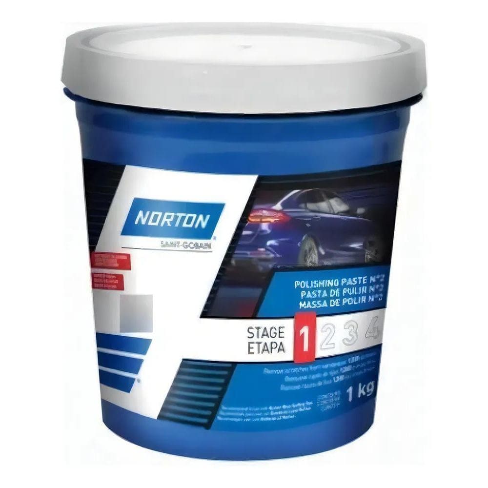 2X Massa De Polir Base D`Agua 1,0Kg N.2 - Norton Cor Branco