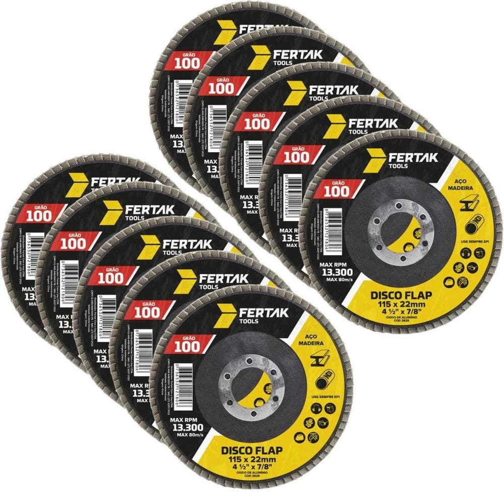 Disco Lixa Flap 115Mm Grão 100 Madeira Aço Desbaste 10 Un