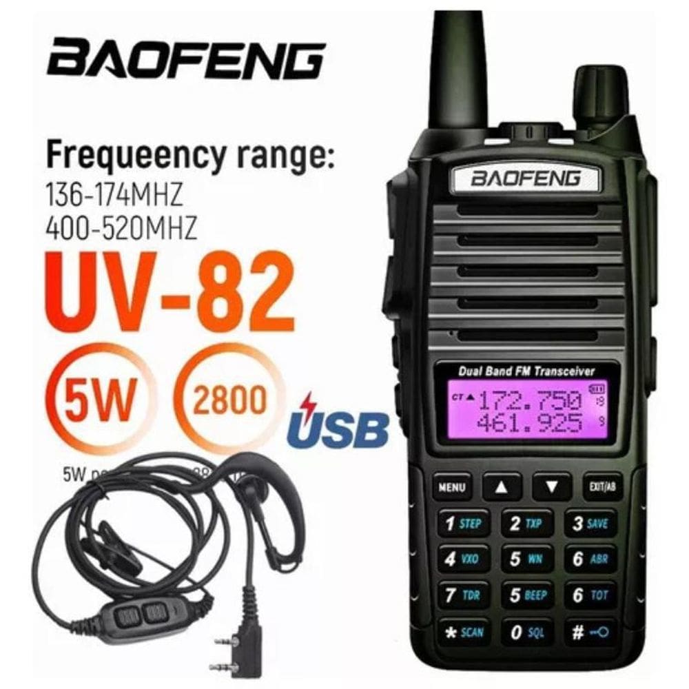 Walkie Talkie Baofeng Uv82 Longo Alcance Uhf Vhf Cor Preto