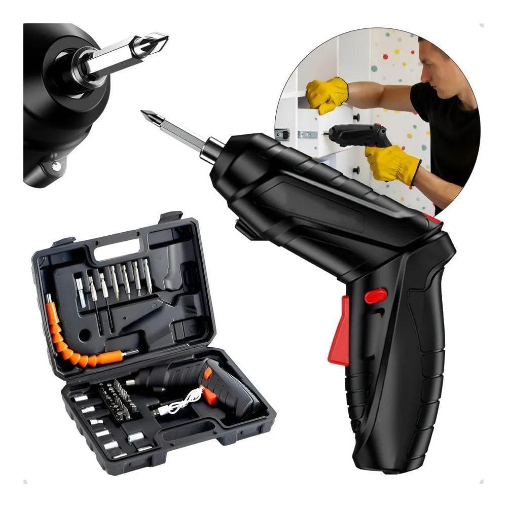 2X Mini Parafusadeira Furadeira Elétrica 2 Em 1 Maleta 45 Pe