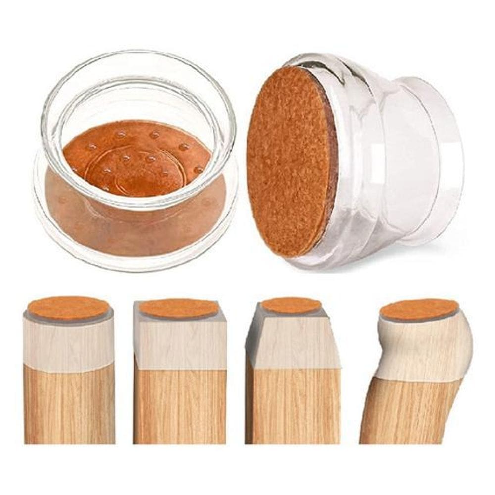 Kit 24 Protetor Transparente Feltro 4,5 A 5Cm Pé Cadeira