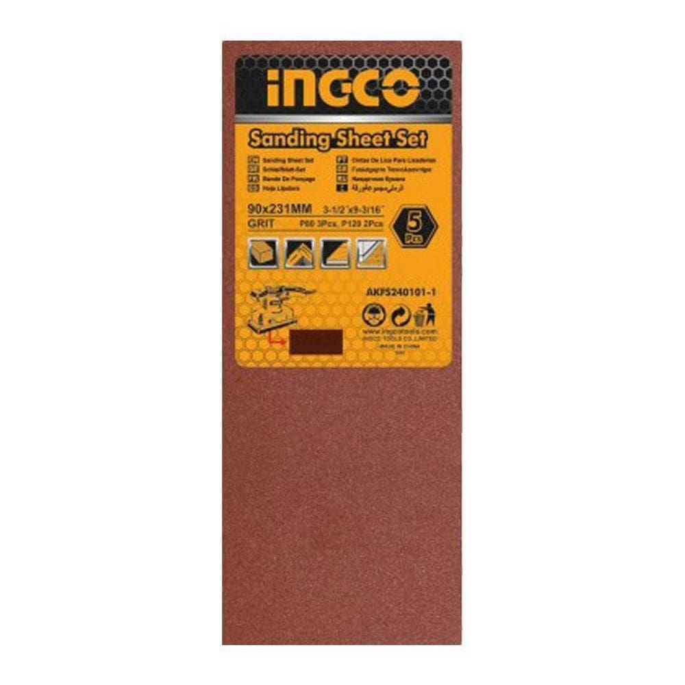 Jogo De Folhas De Lixa 90X231Mm  P80 E P120  - 5 Peças Ingco