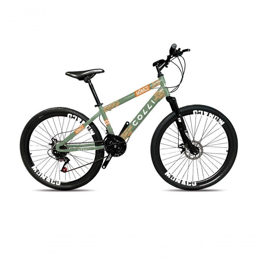Bicicleta Colli Mônaco Aro 26 Disco 21 V Rapid Fire Cor Vermelho Tamanho Do Quadro 13,5 Verde Militar