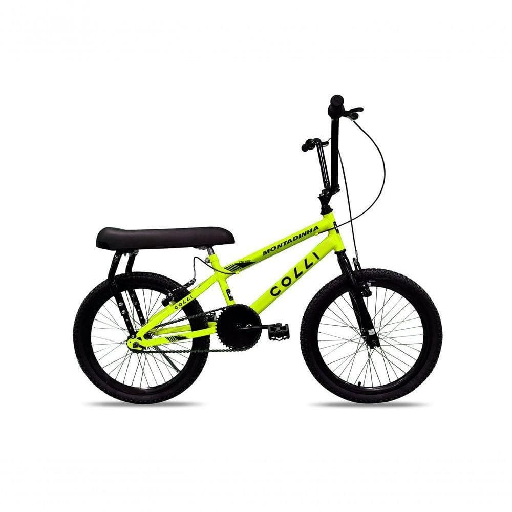 Bicicleta Colli Montadinha Aro 20 Selim Mobik Bagageiro Cor Amarelo Neon Tamanho Do Quadro 12 Amarelo