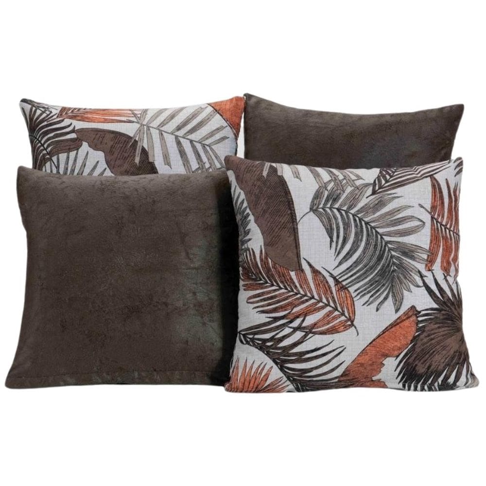 Kit 4 Capas De Almofada Decorativas Para Sofá Estampa Tabaco