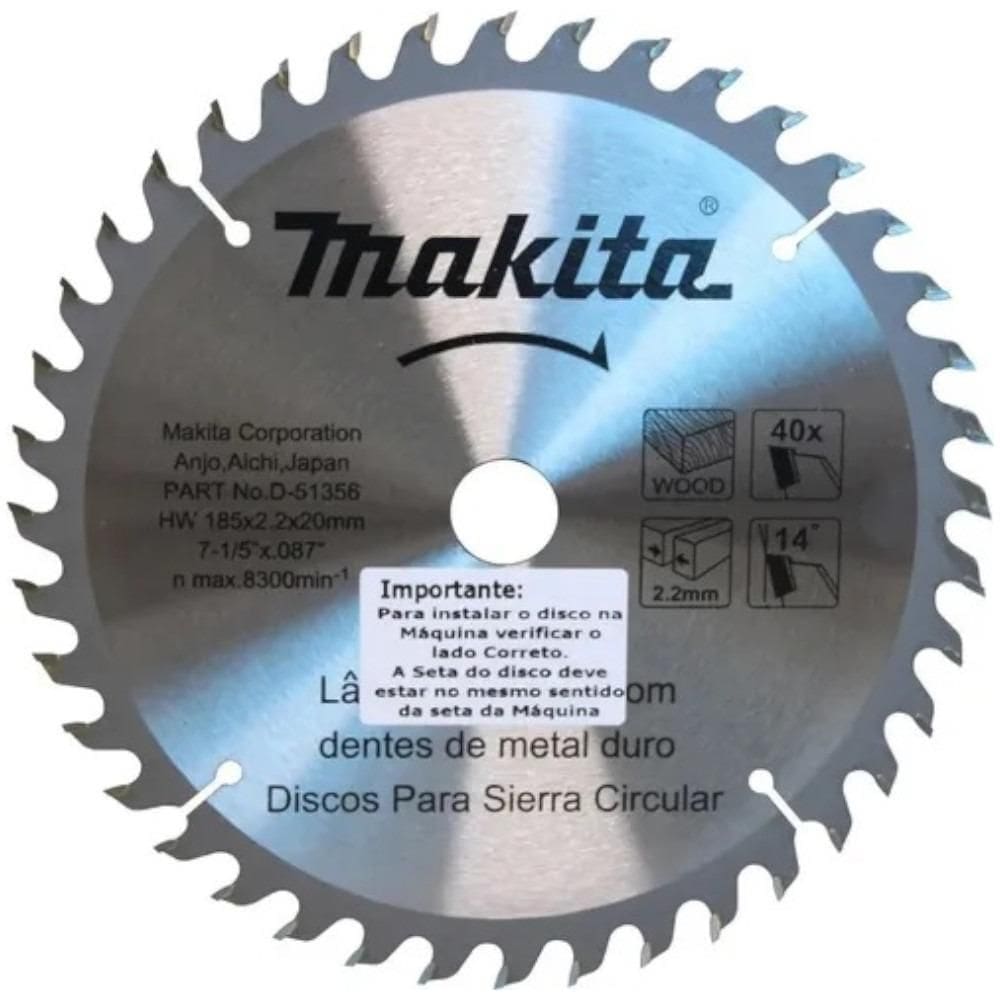 Disco De Serra Para Madeira 185X20X40 Dentes D-51356 Makita