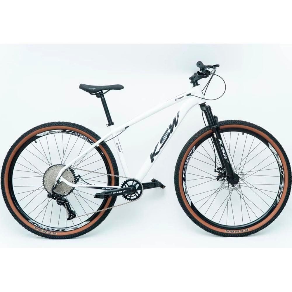 Bicicleta Aro 29 Ksw 12 Vel Alumínio Suspensão 80mm Freios A Disco - Branco -ad Preto - 19 Branco -ad Preto