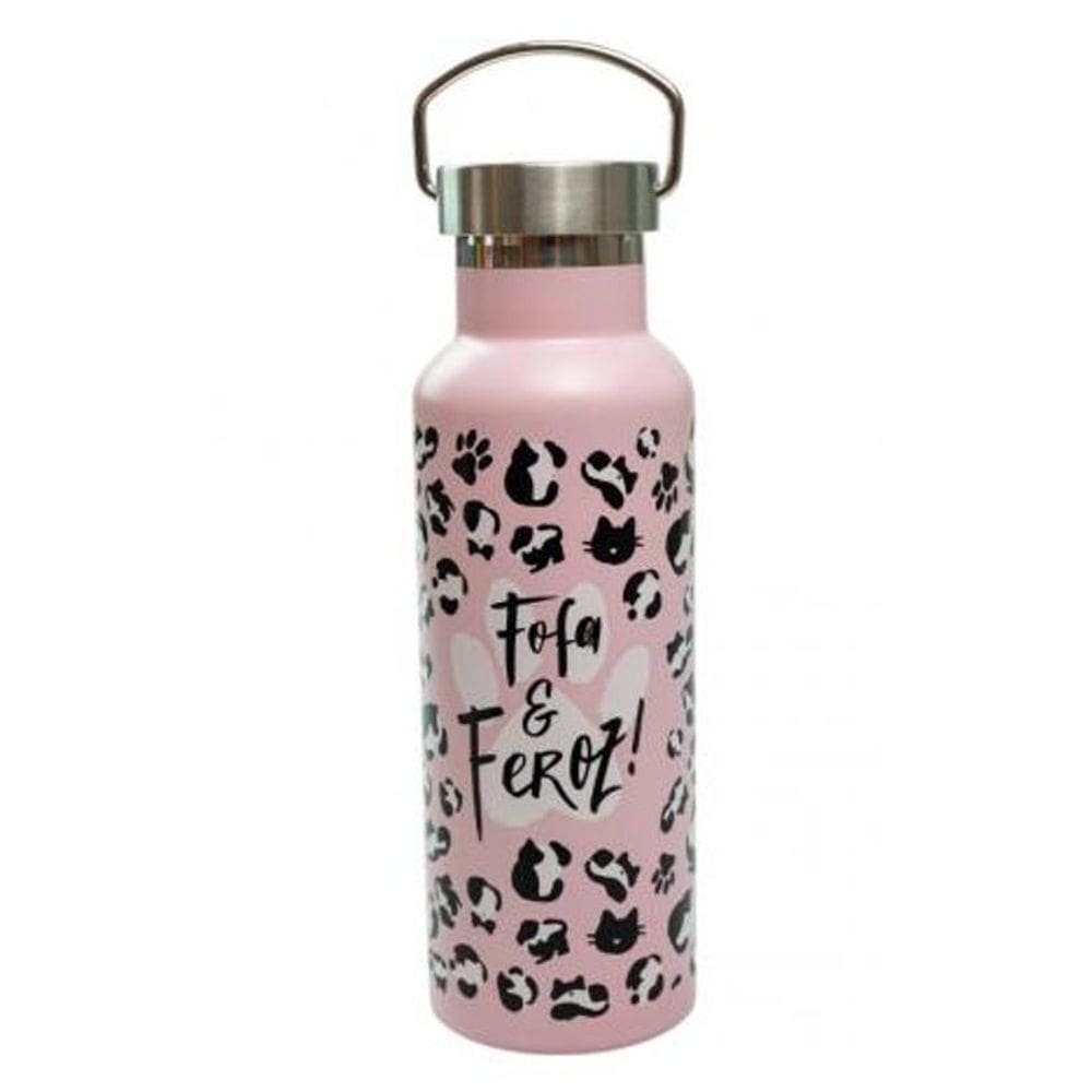 Garrafa Térmica Uatt Gatinhos E Frase Fofa E Feroz 500Ml