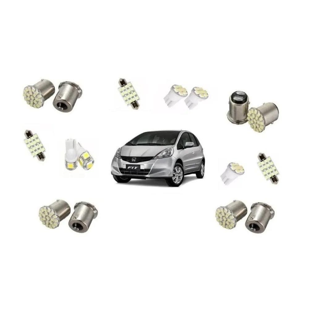 Kit Completo Led Farolete Placa Teto Ré Honda Fit 2004.
