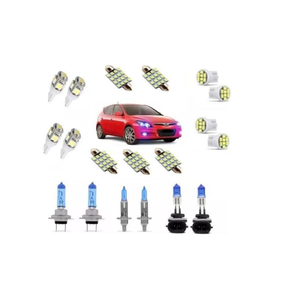 Led`S + Farol Kit Completo Hyundai I30 Super Brancas Inmetro