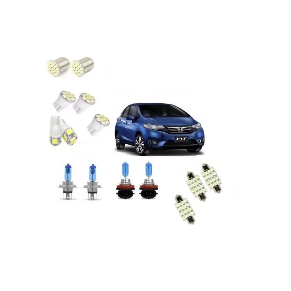 Kit Lampadas Honda Fit 0417 Super Branca + Led Farolmilha