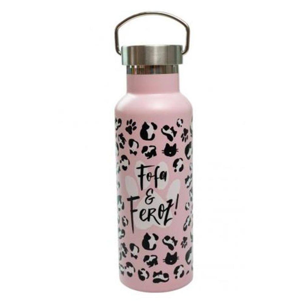 Garrafa Térmica Uatt Gatinhos E Frase Fofa E Feroz 500Ml