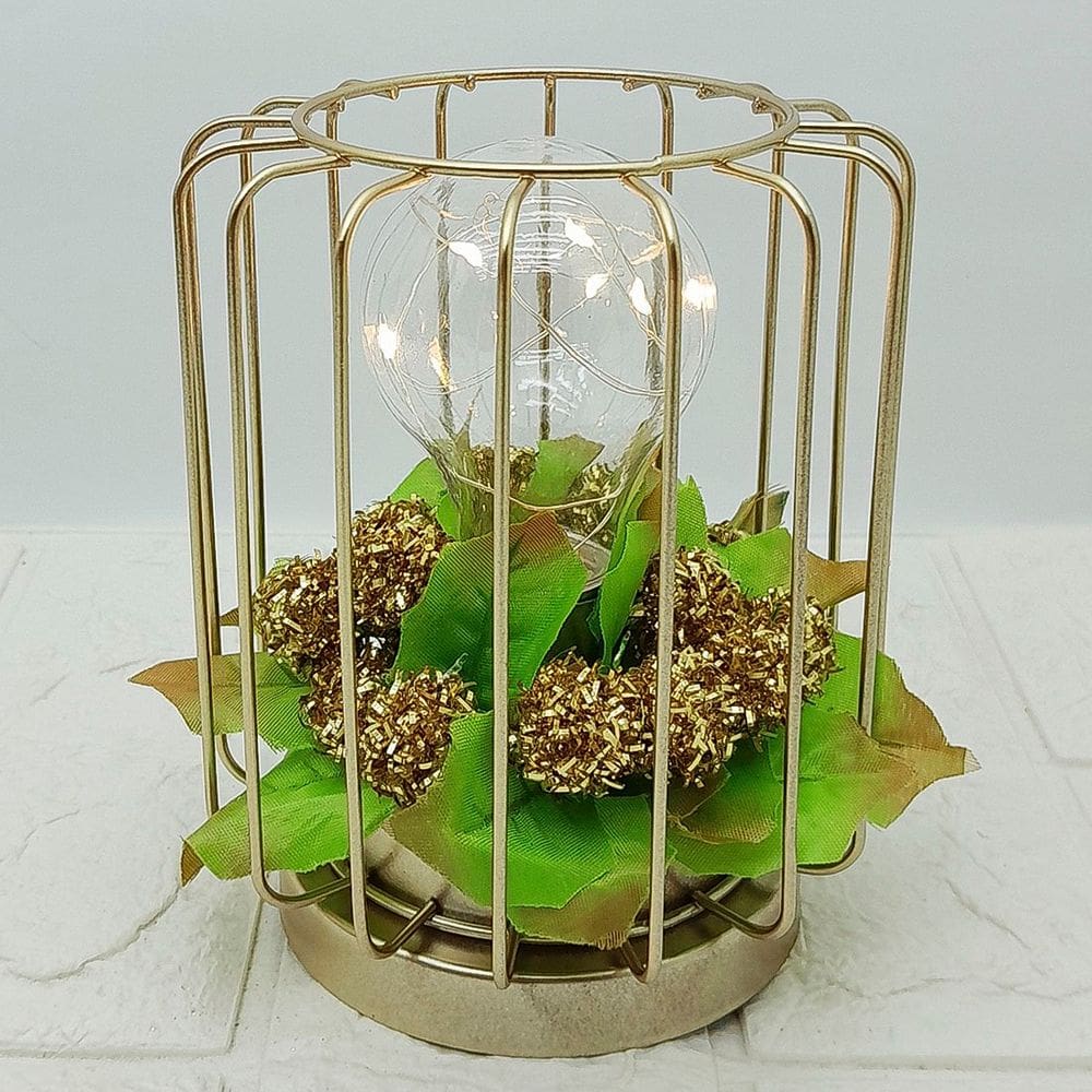 Luminária Lanterna Arranjo De Mesa LED Enfeite Natalino 15cm