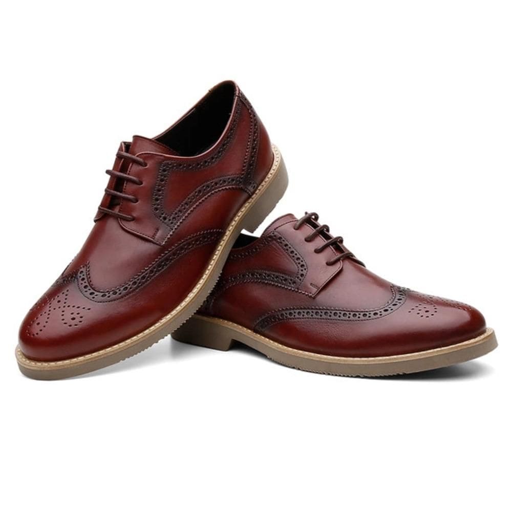 Sapato Masculino Derby Couro Brogue Solado Blaqueado