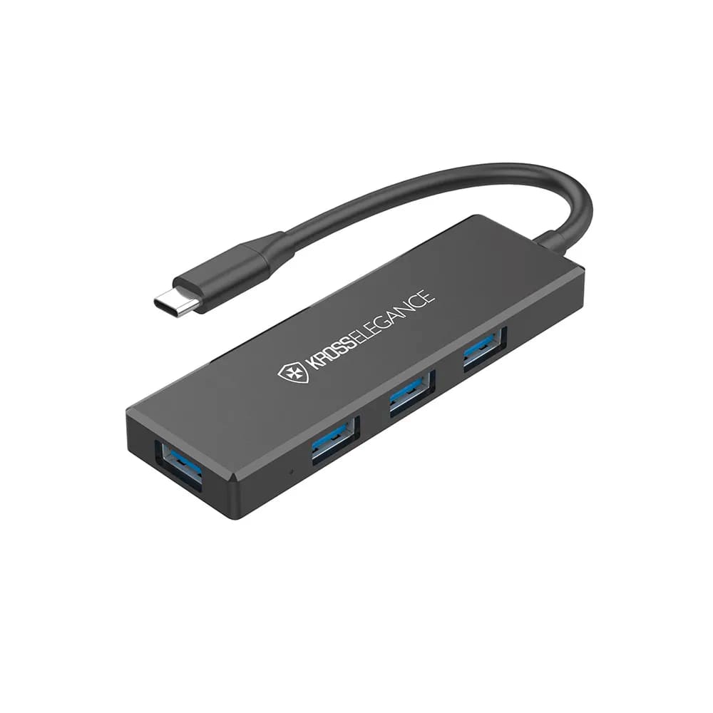 Hub Adaptador Kross Elegance USB-C - 4xUSB 3.0 Preto