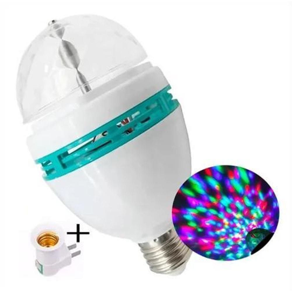 2X Lampada Globo De Luz Balada Led Rgb Giratória Bola Maluca