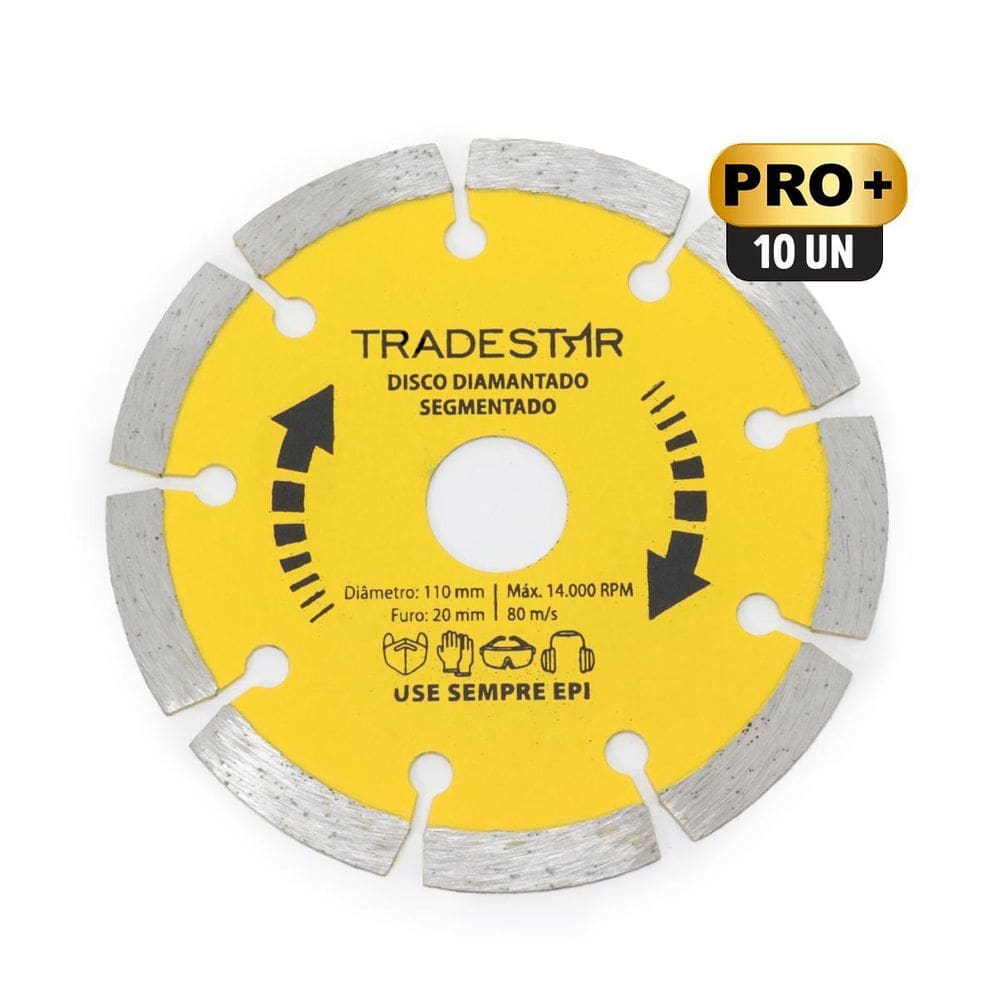 Kit Com 10 Discos De Corte Segmentado Diamantado 110Mm 4 Pro