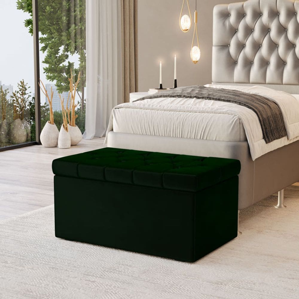Calçadeira Baú Sagitarius Para Cama de Solteiro 90cm no Tecido Veludo - Conforto e Elegância Aradecor