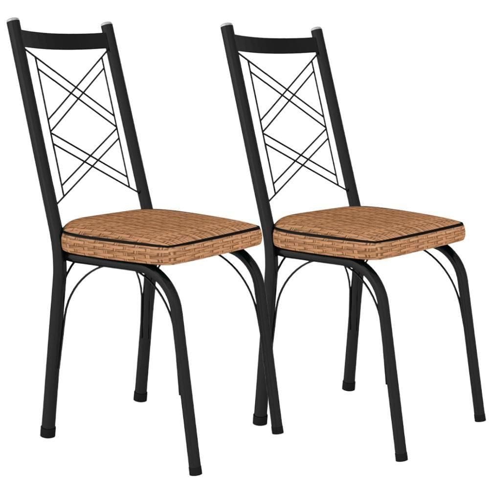 Kit 2 Cadeiras Tubular Europa 143 Preto Assento Artef Rattan
