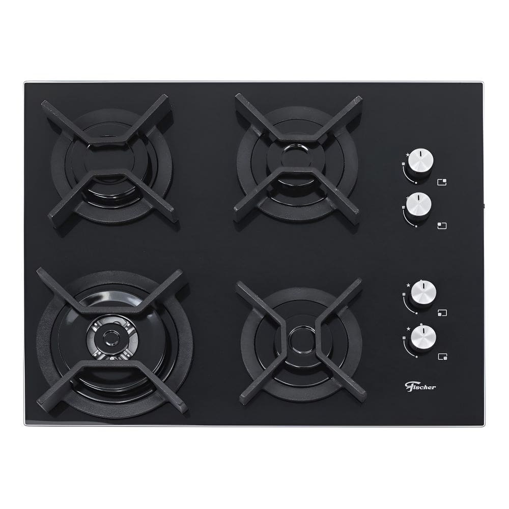 Cooktop 4 Bocas Gas Bivolt Vidro Automatico 58x46cm Fischer