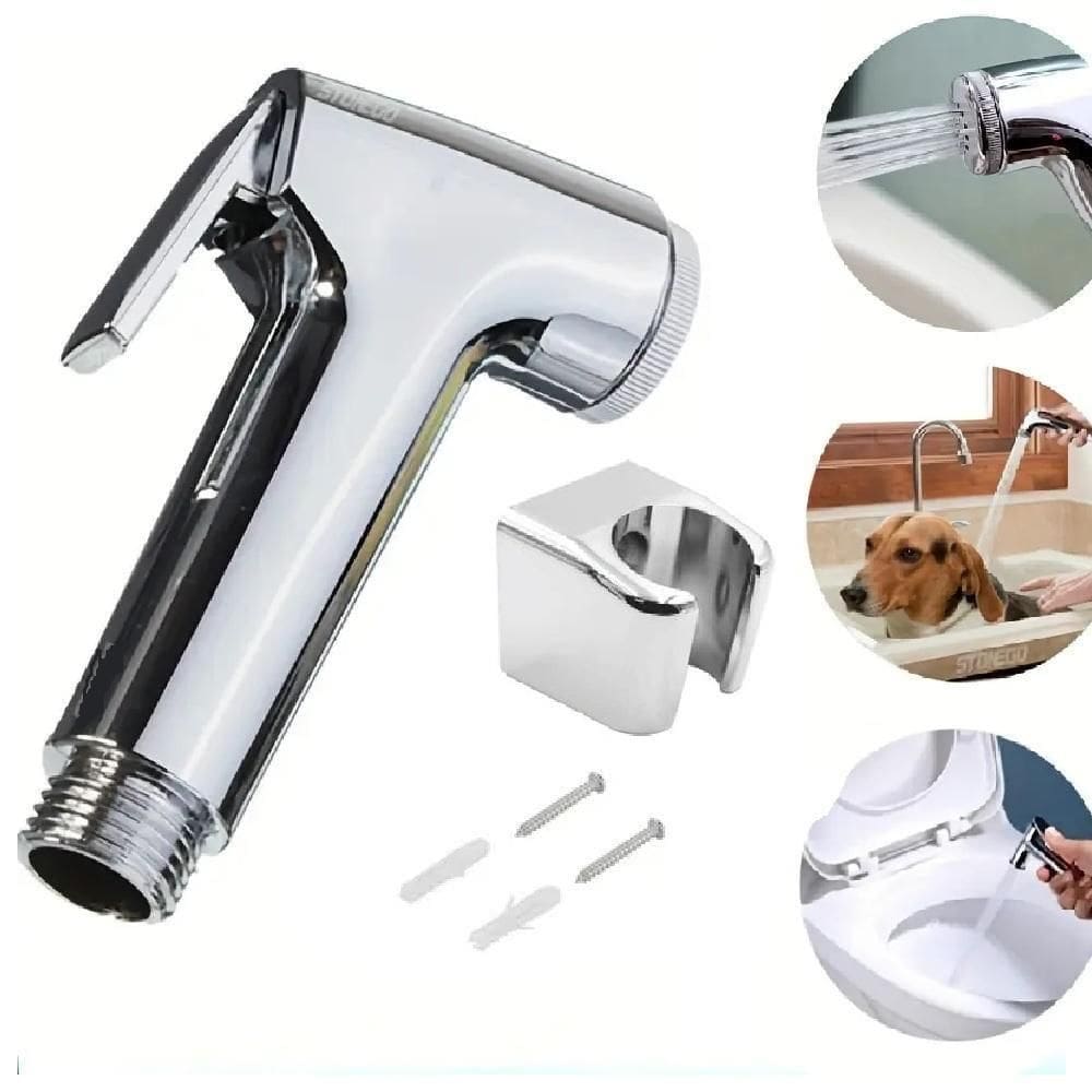 Gatilho Ducha Higiênica Esquicho Cromado Torneira Chuveiro Ducha Manual Chuveirinho Privada Vaso Sanitário Suporte