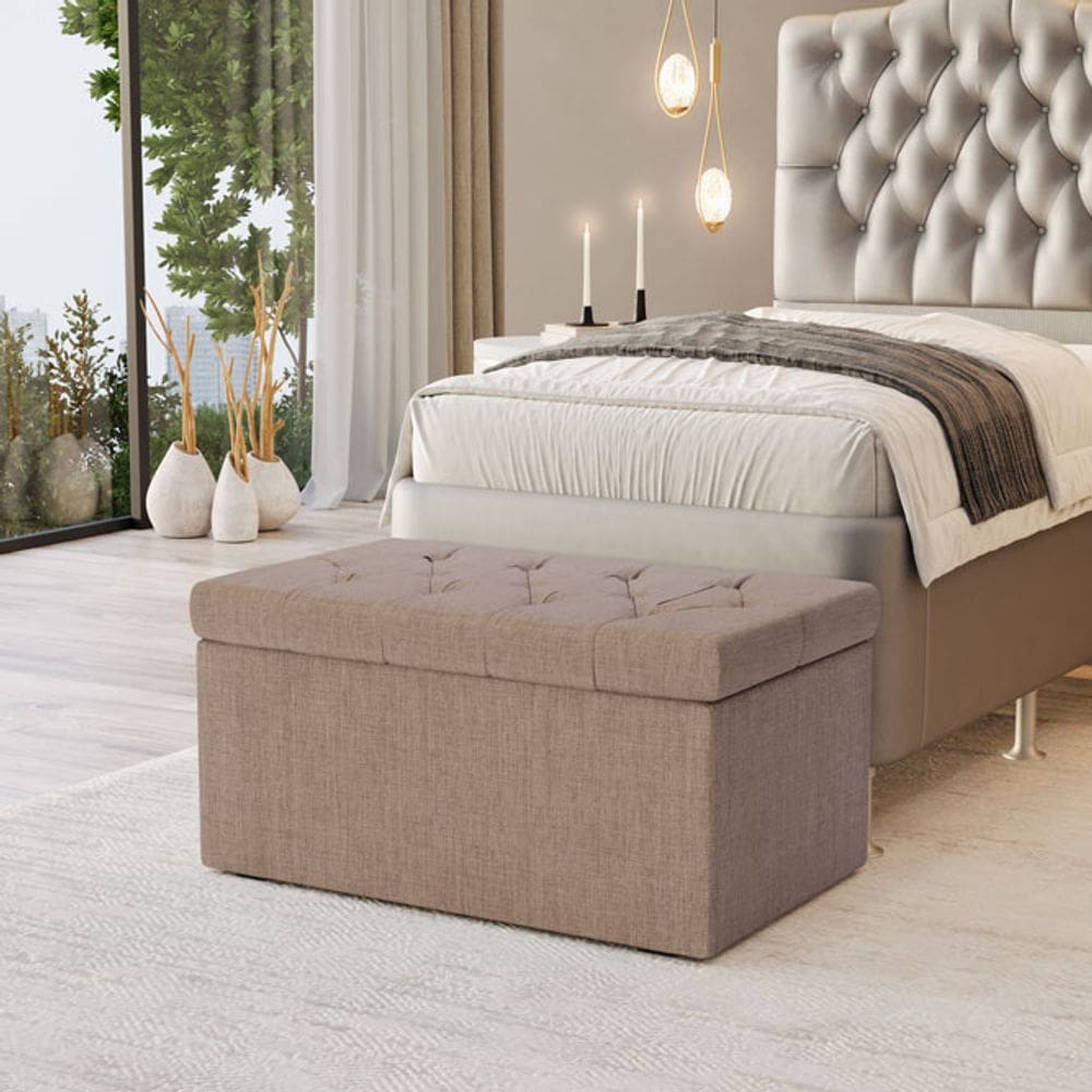 Calçadeira Baú Sagitarius Para Cama de Solteiro 90cm no Tecido Linho - Agilidade e Elegância Aradecor