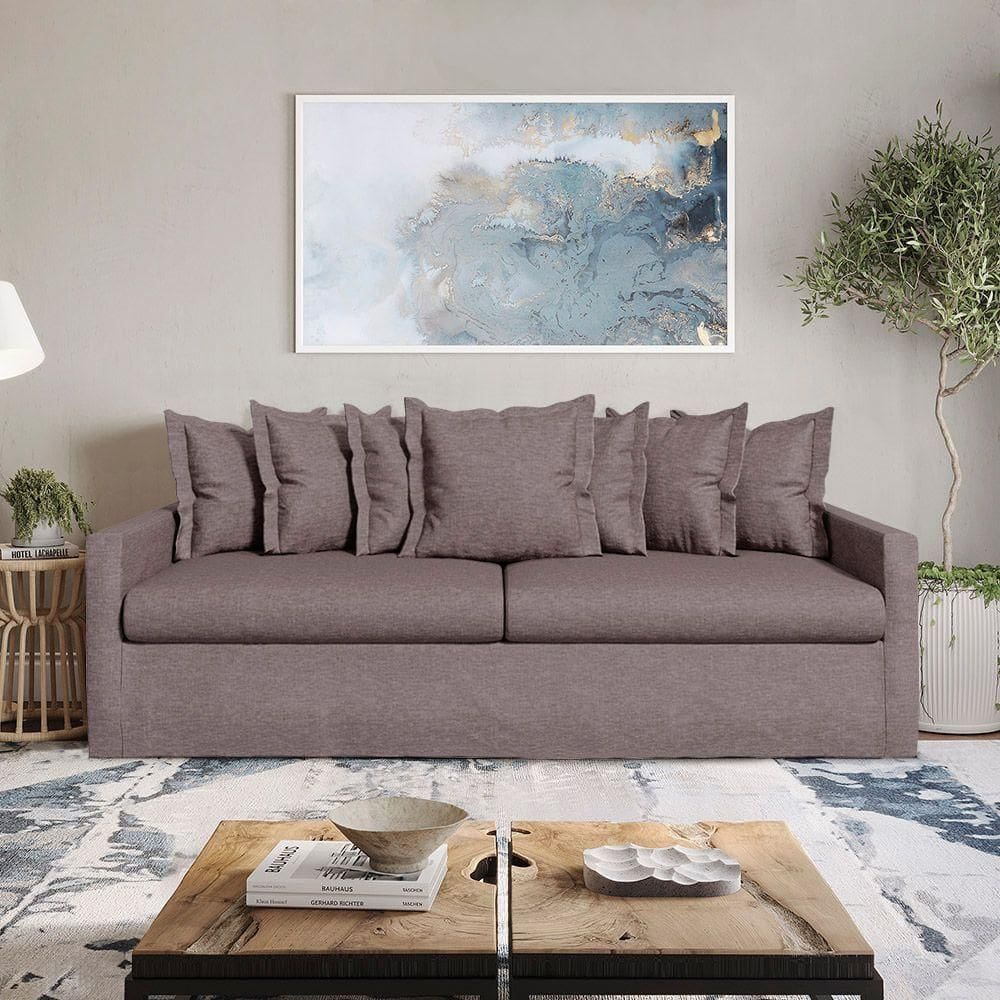 Sofá Living Laguna 2,40m Com Capa Removível Lavável Cor Prata 2252