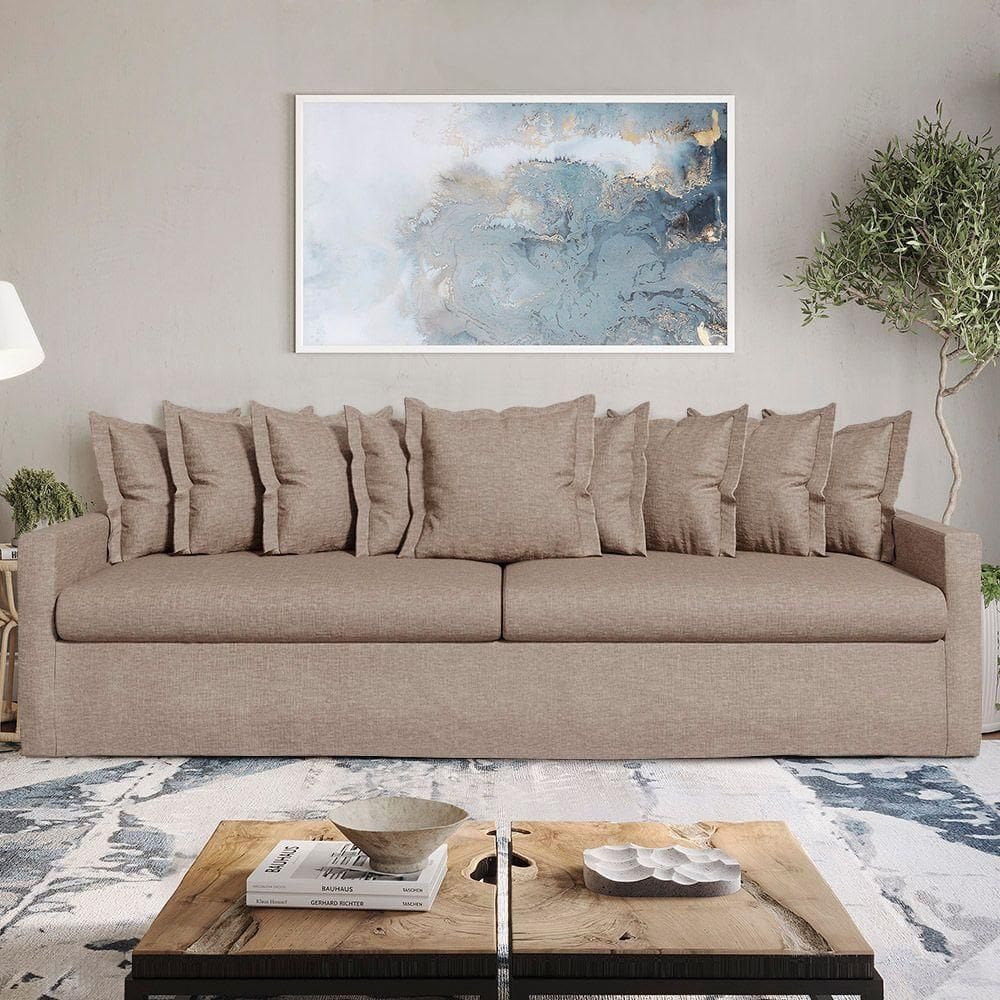 Sofá Living Laguna 2,80m Com Capa Removível Lavável Cor Bege Claro 2251