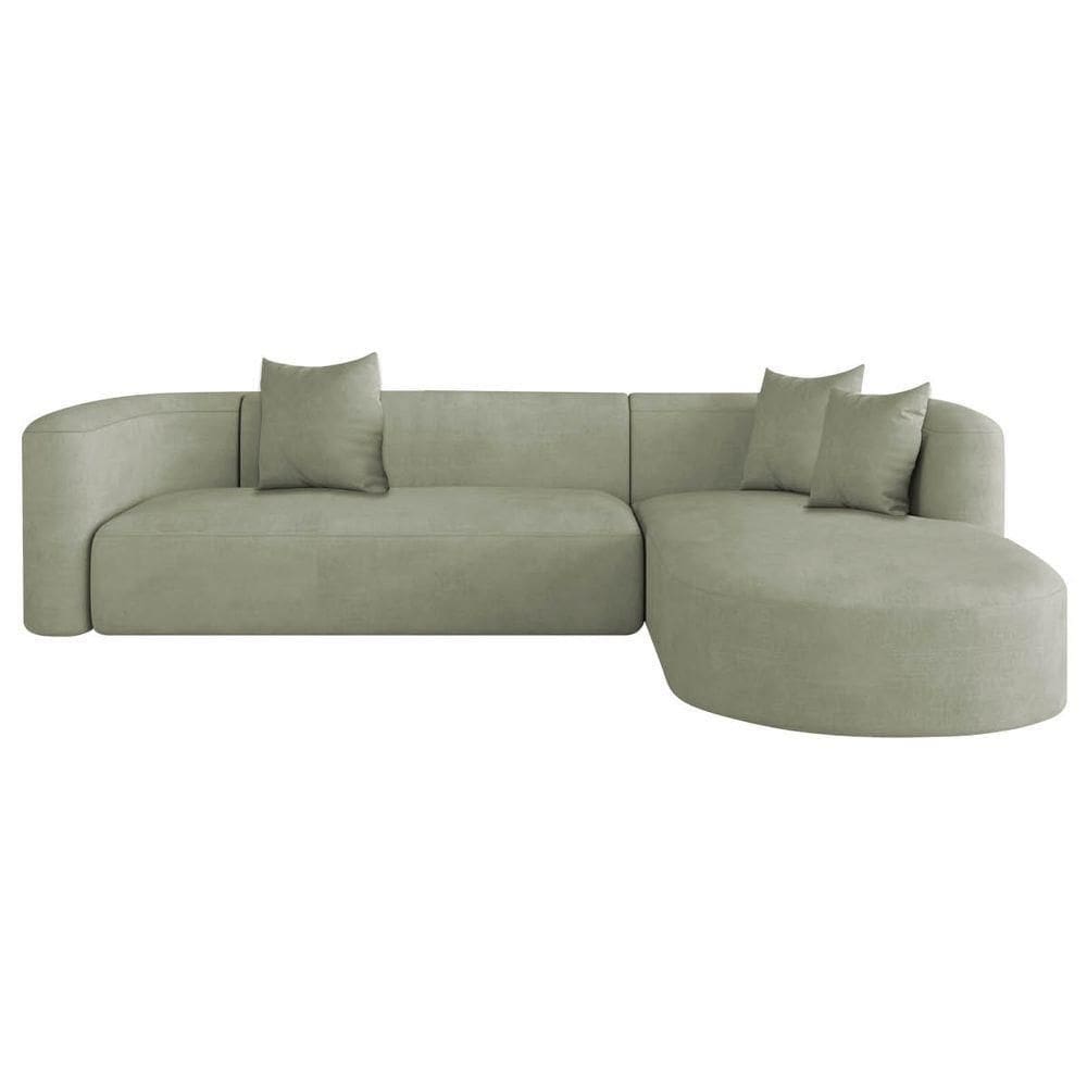 Sofá Modular Celinne Luxuoso Sala De Estar Decoração Luxo 265cm Bouclé Verde Oliva