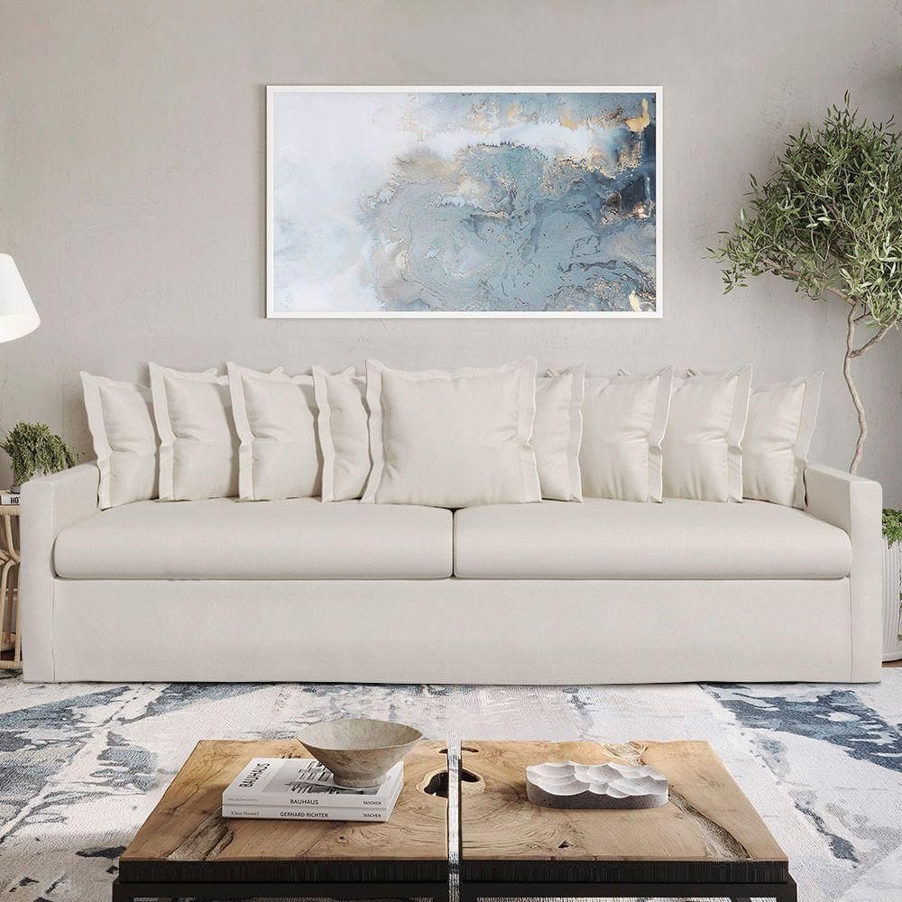 Sofá Living Laguna 2,80m Com Capa Removível Lavável Cor Marfim 2250