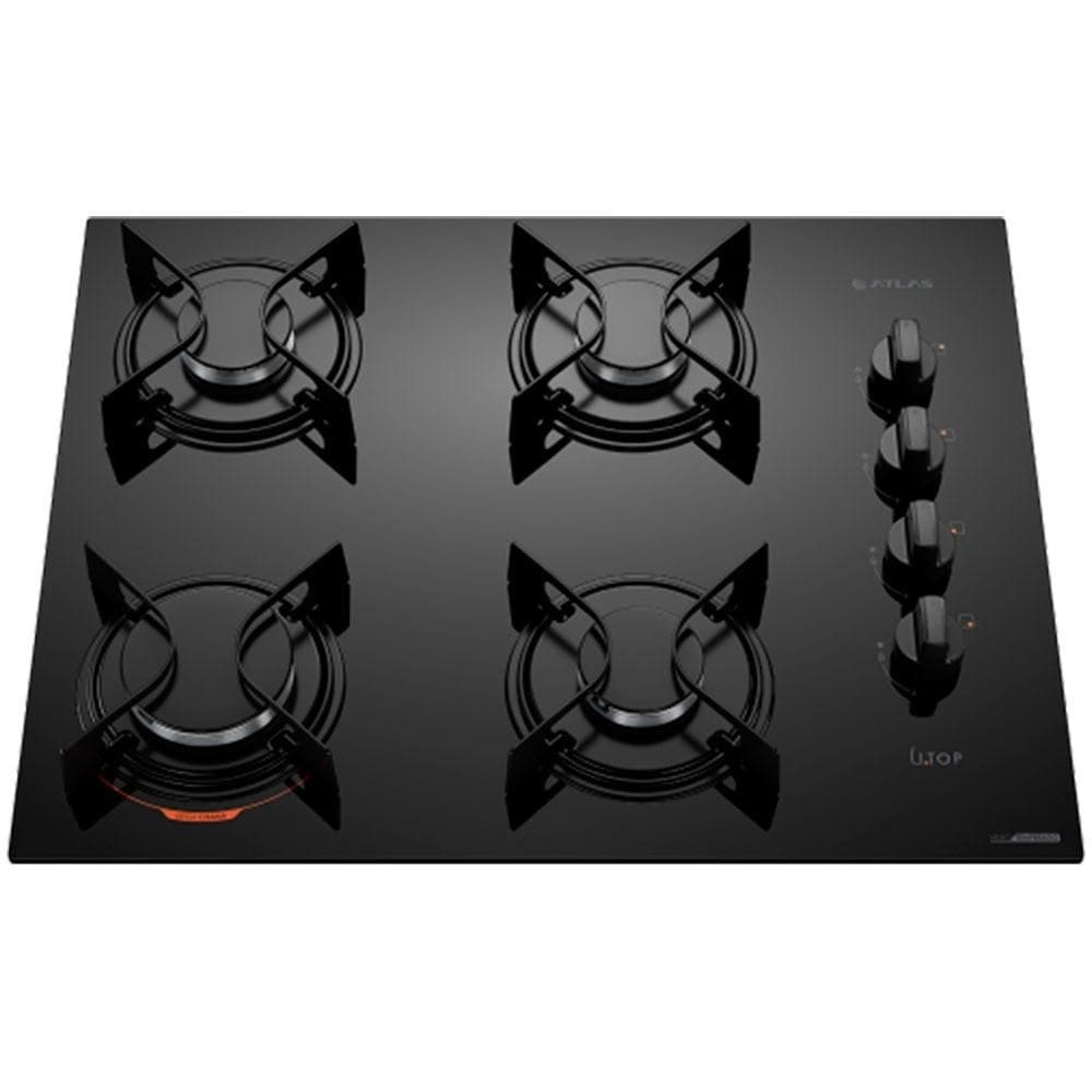 Cooktop 4 Bocas Atlas U Top Acendimento Superautomático, Preto - Bivolt