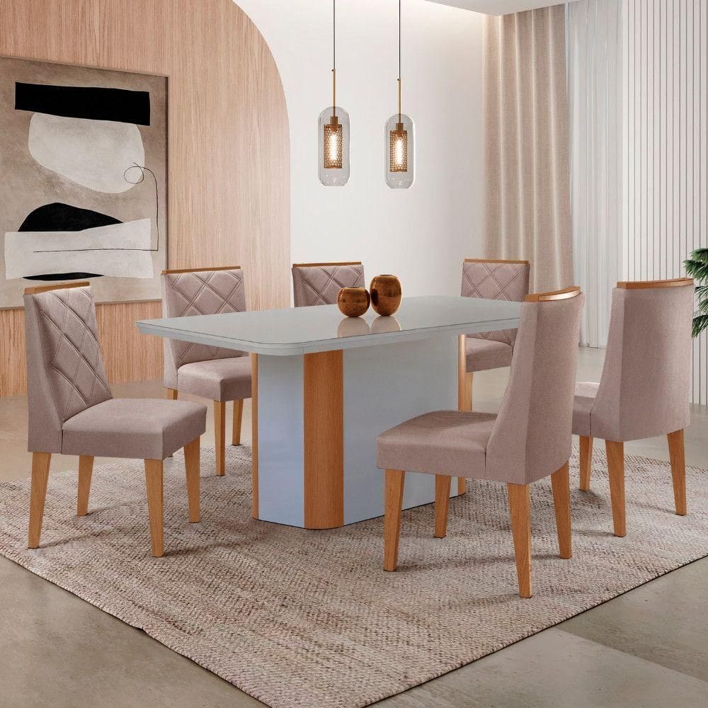 Mesa Jantar Isadora 180cm 6 Cadeiras Isadora Moderna