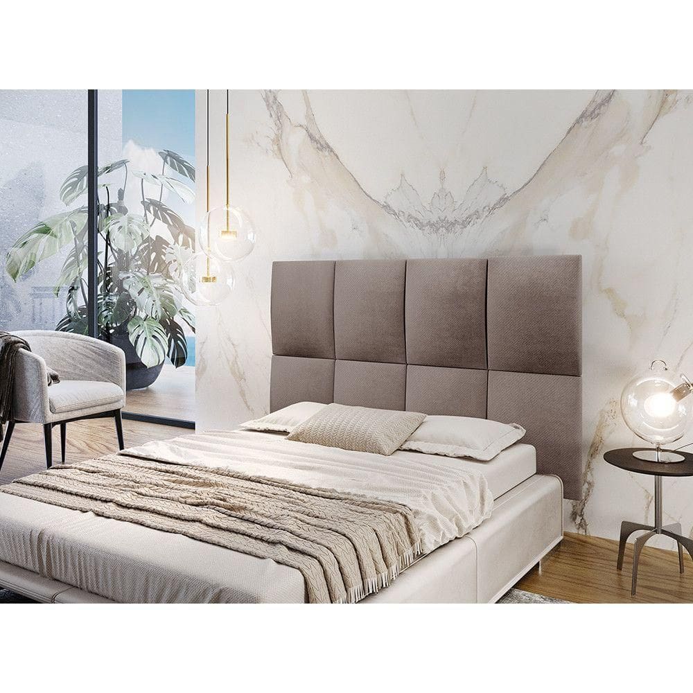 Painel Estofado Casal San Miguel 8 Módulos Moderna Mobilia Linho Rustico