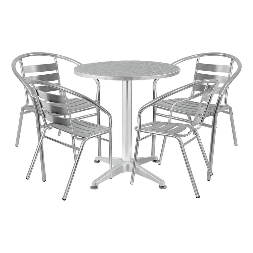 Conjunto Jardim Varanda Mesa 60cm 4 Cadeiras Aluminio Tokyo Cinza