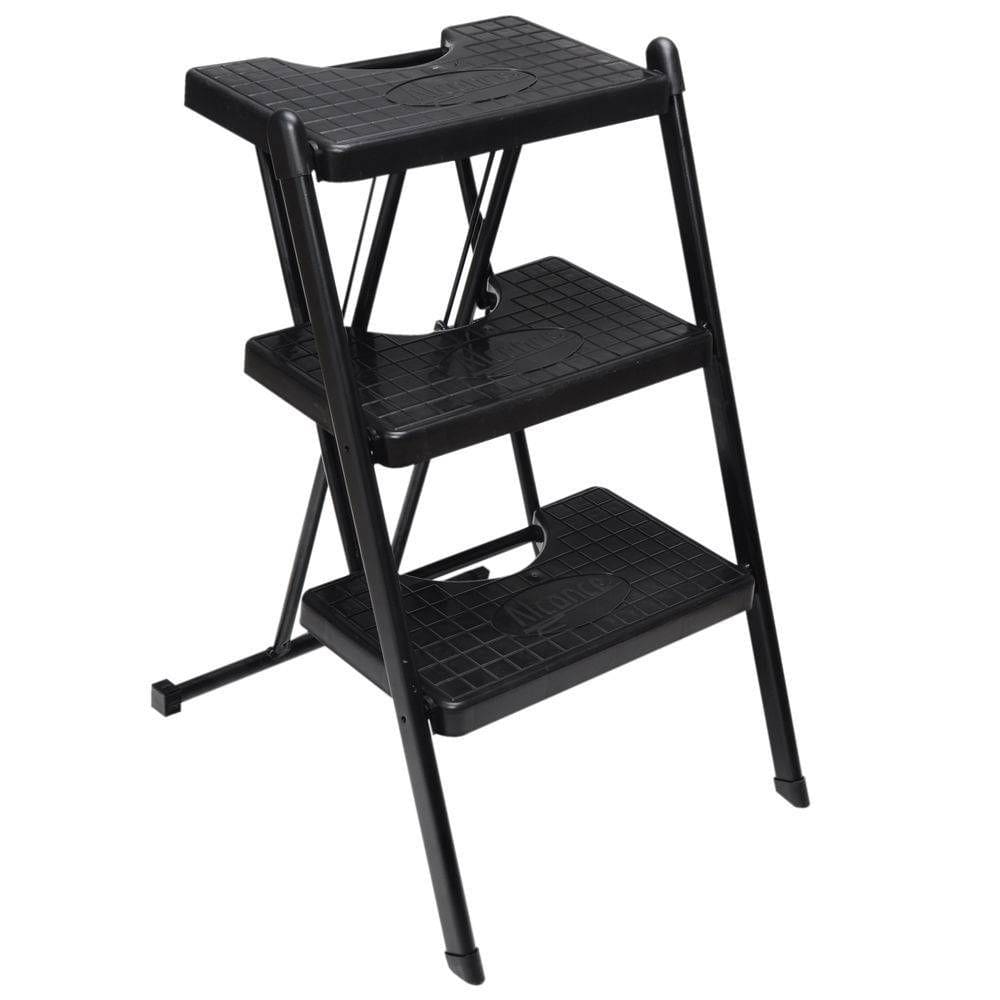 Escada Dobrável Compacta 3 Degraus Anodilar 120kg Preto