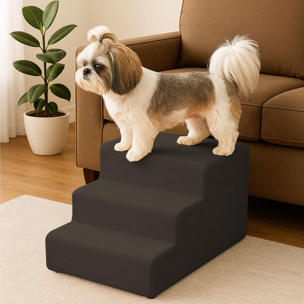 Escada Escadinha Para Pet 3 Degraus Com Osso Cor Marrom